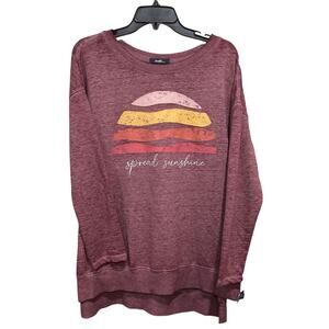 Angels Sweatshirt Plus 1X Pink Lightweight Spread Sunshine Pullover Cozy Beach